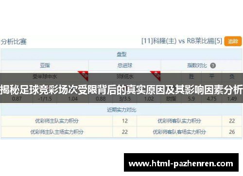 揭秘足球竞彩场次受限背后的真实原因及其影响因素分析 揭秘足球竞彩场次受限背后的真实原因及其影响因素分析