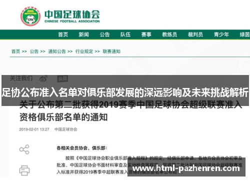 足协公布准入名单对俱乐部发展的深远影响及未来挑战解析